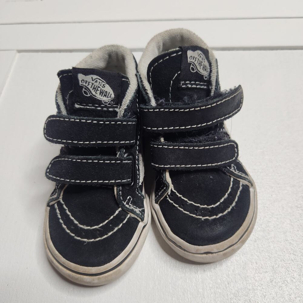 Vans black and white high tops size toddler size 5